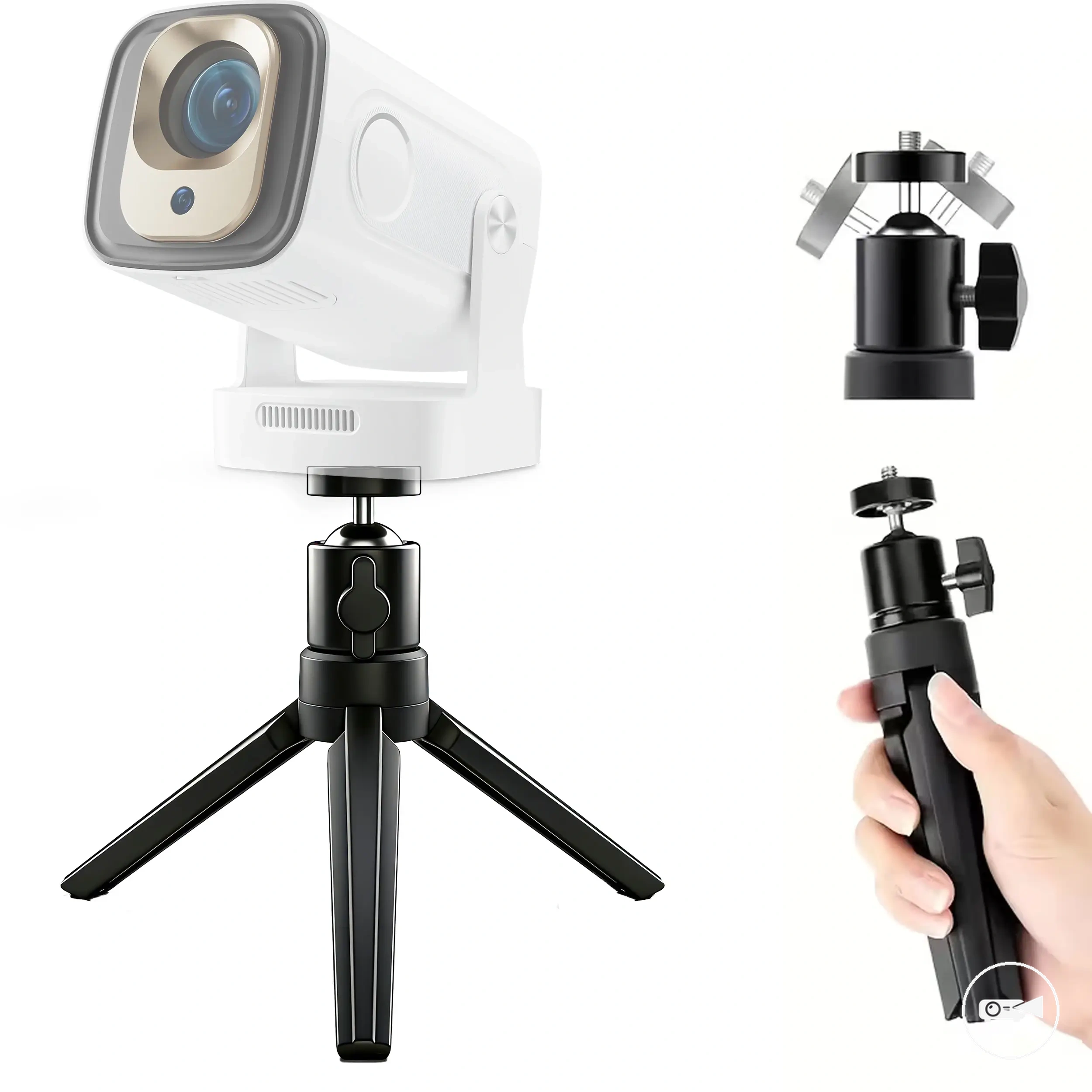 Adjustable mini projector tripod with rotating mount