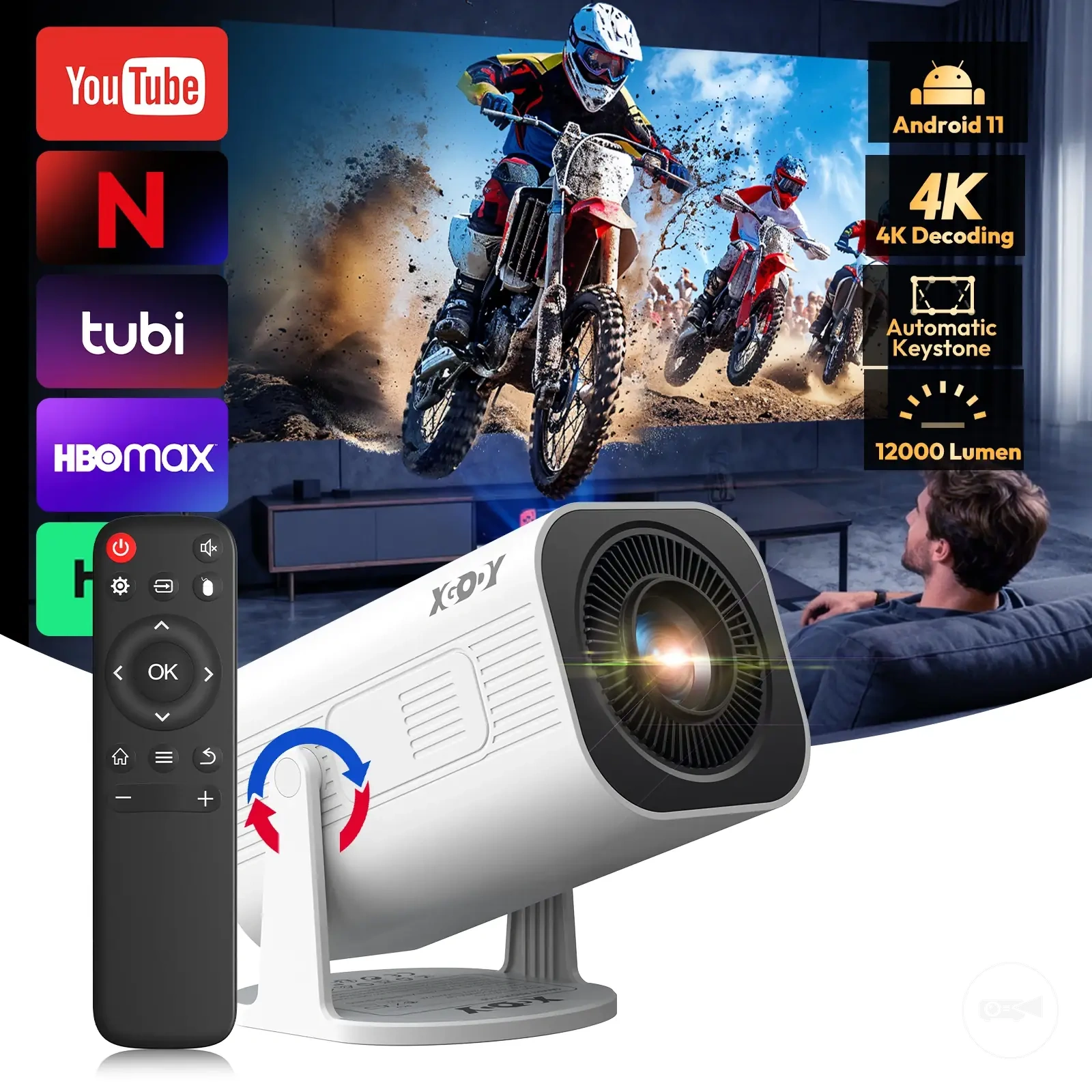 Xgody Gimbal 3 Pro projector with portable design