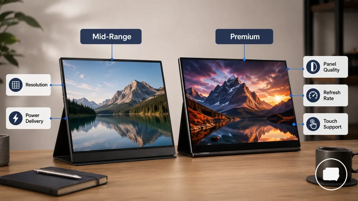 Vergleich der Funktionen mittelpreisiger und hochpreisiger tragbarer Monitore