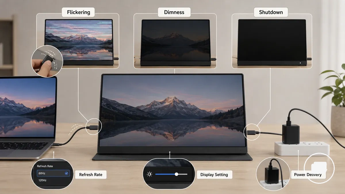 Portable monitor connected to a laptop as a second screen