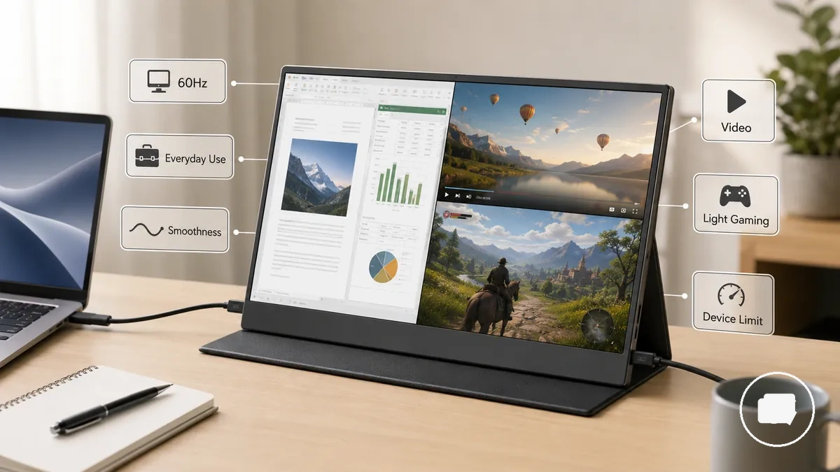 60Hz portable monitor used for everyday tasks and general play