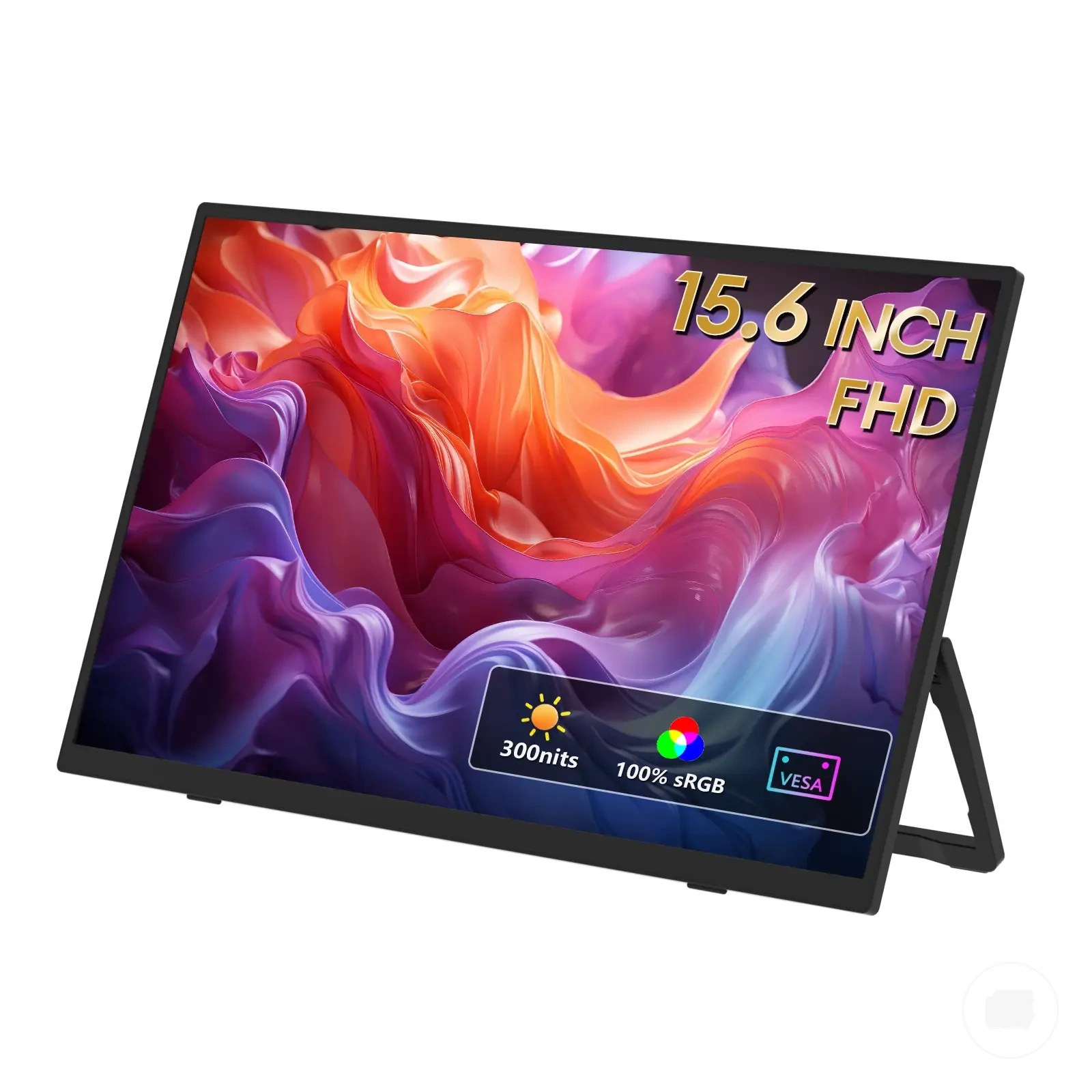 Monitor portátil FHD de 15,6 pulgadas con 100 por ciento sRGB, 300 nits, cuerpo ultrafino y soporte trasero