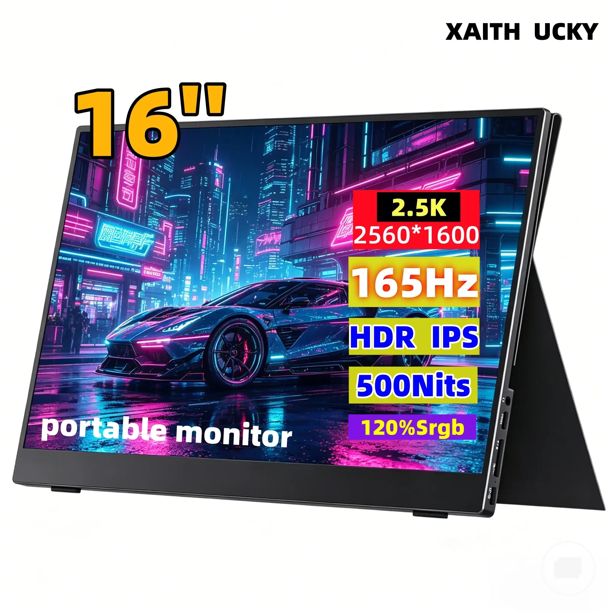 Monitor portátil 2K de 16 pulgadas y 165Hz con 500 nits, 120 por ciento sRGB, HDR, HDMI y USB-C