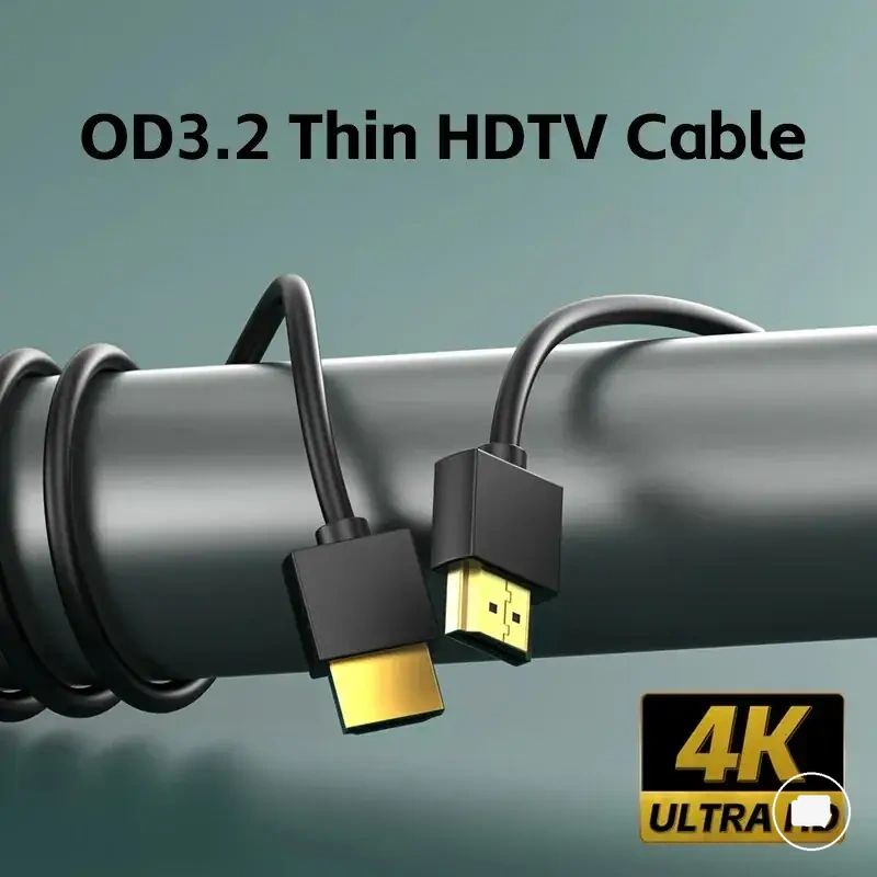Cable HDMI 2.0 fino y flexible con soporte 4K a 60Hz para conexiones de pantalla portátil