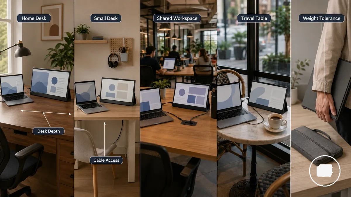 Espacios de trabajo comparados para la elección del monitor portátil