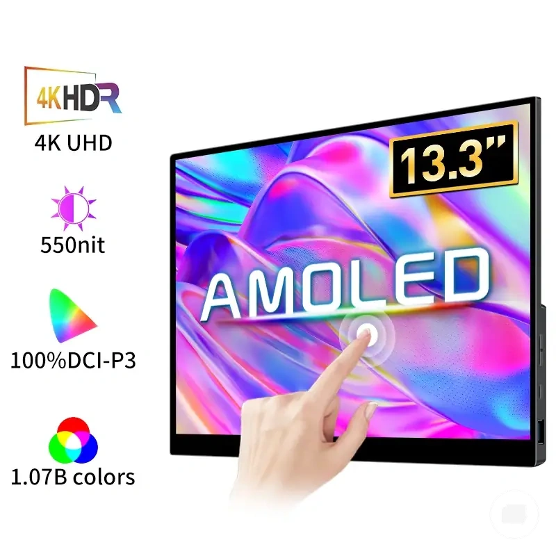 Monitor portátil OLED 4K touch de 13,3 polegadas com conexões Type-C e HDMI