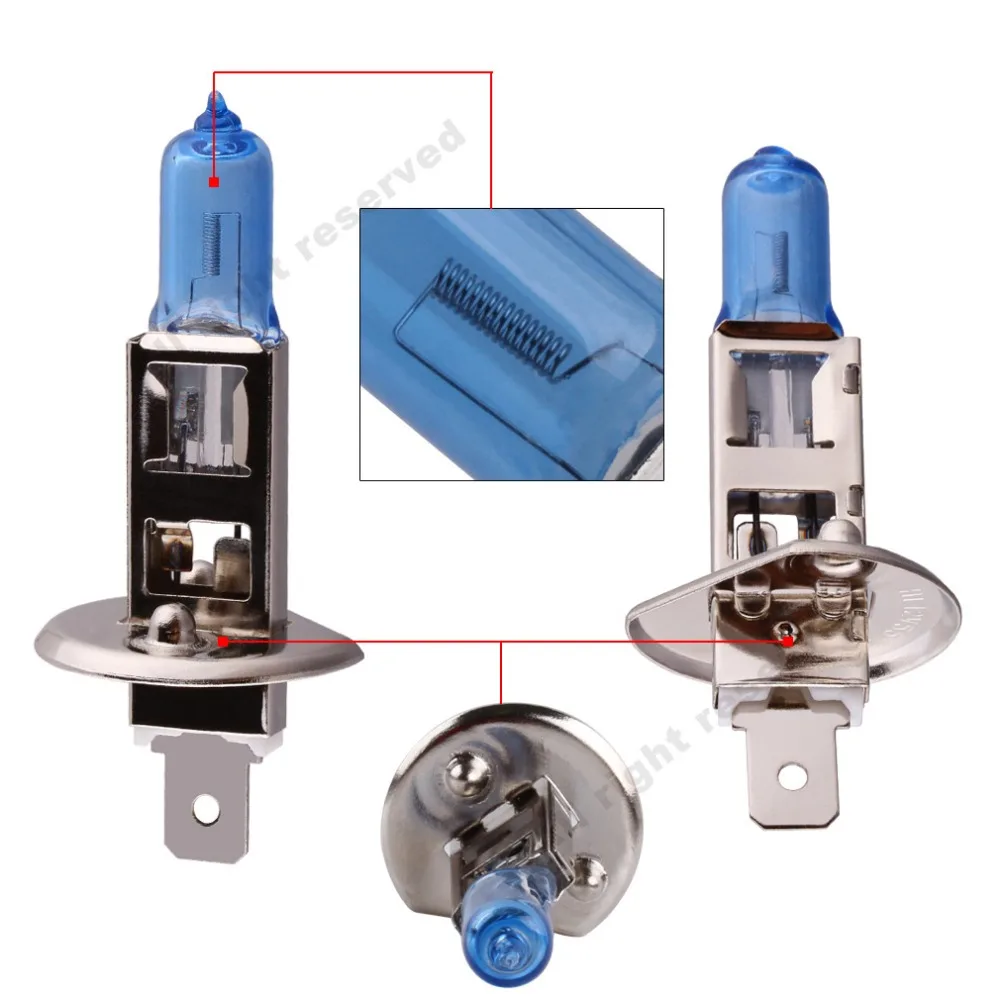 Ampoules H1 55W 5000K - Blanc Haute Luminosité, 1500LM - Pour Phares/antibrouillard (kit 2)