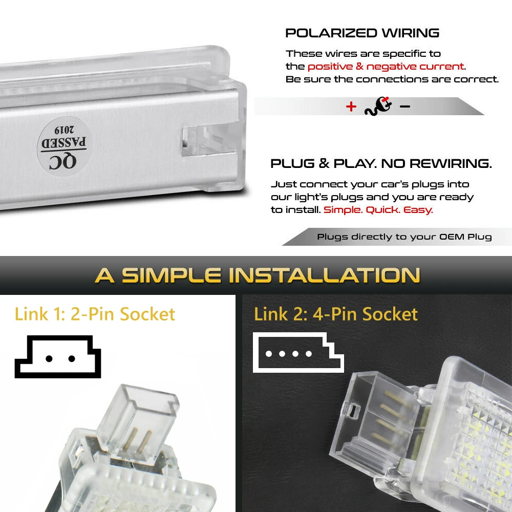 Lampe LED Blanche 24 LEDs Pour Coffre BMW E90 E92 E66 Etc. - 12V, Taille 78x39x18mm - Plug & Play