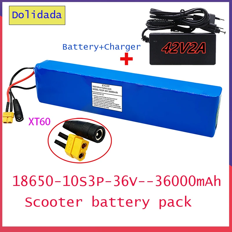 Batterie Lithium-Ion 36V 6Ah BDBLFLTZ Avec Chargeur - Pour Vélo Électrique, Scooter, Outils - XT60