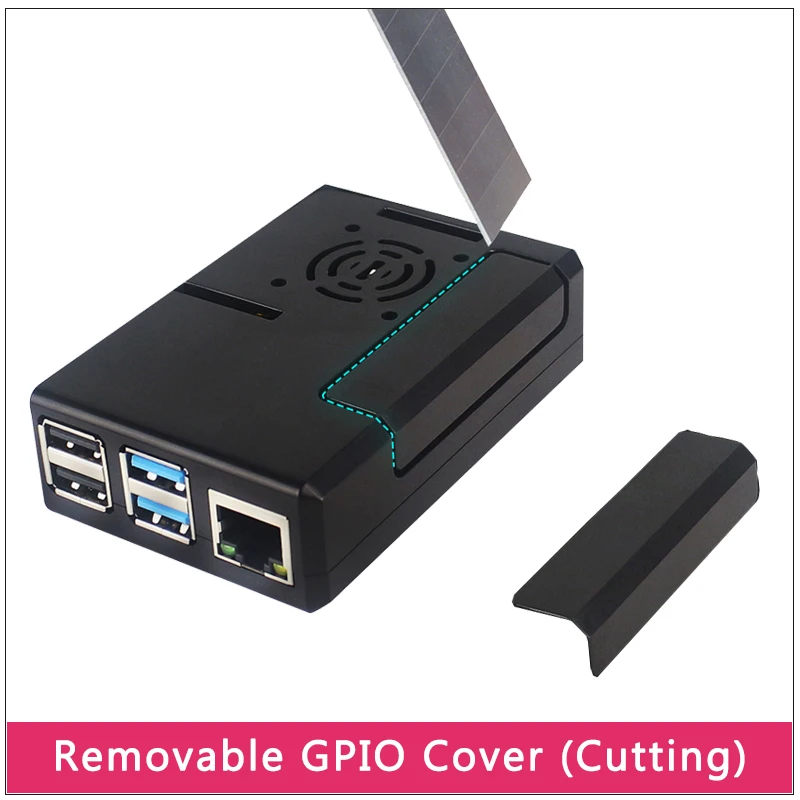 Boîtier EleUniverse Pour Raspberry Pi 3A+ / 1A+ - ABS Avec Ventilateur - Accès Ports GPIO, HDMI, USB - Noir