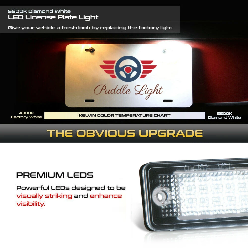 Feux LED De Plaque D'immatriculation Pour Audi - Blanc Xénon 6000-6500K - Compatible A3 A4 A5 A6 A8 Q7 Et Autres Modèles